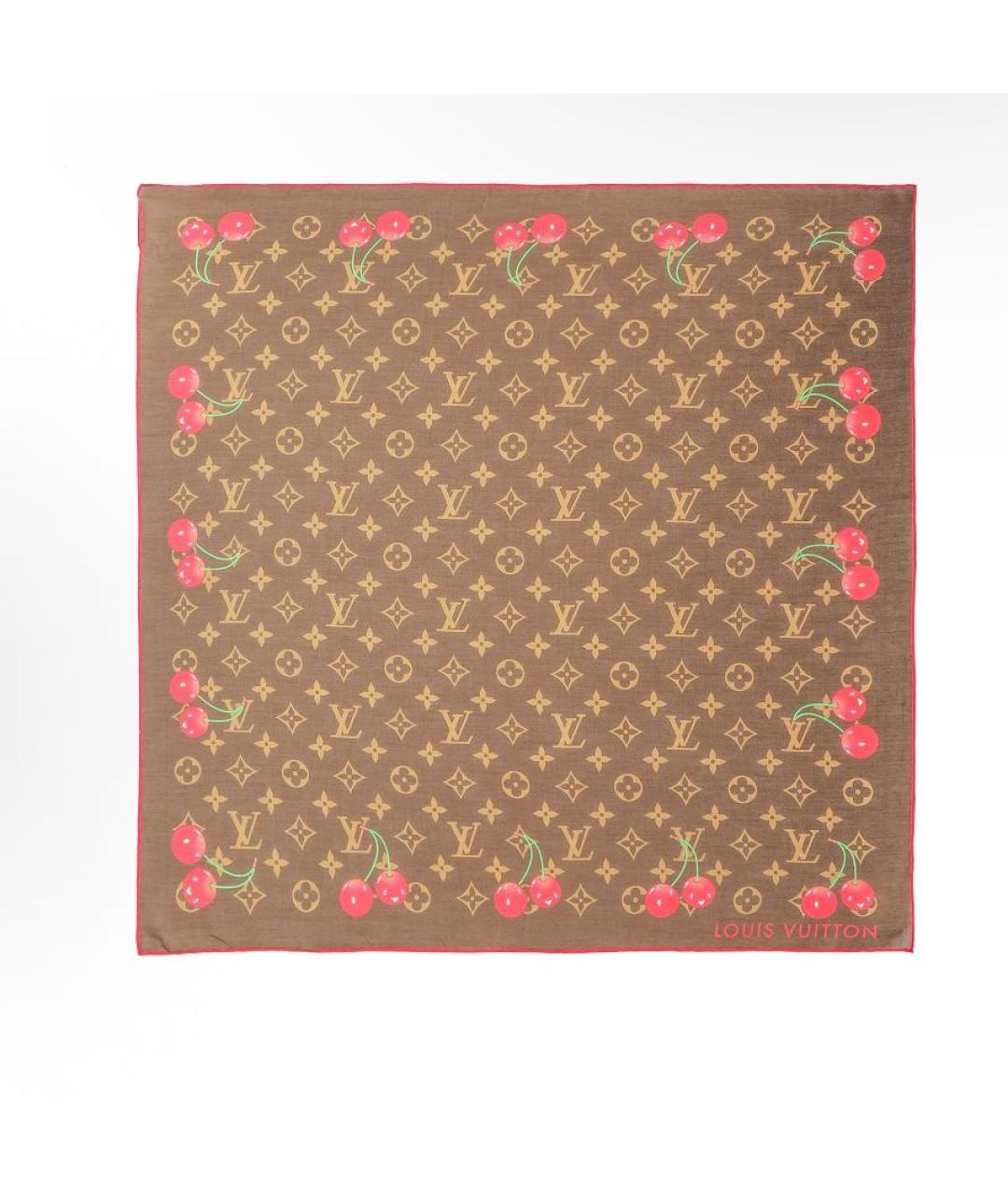 LOUIS VUITTON Коричневый платок, фото 3