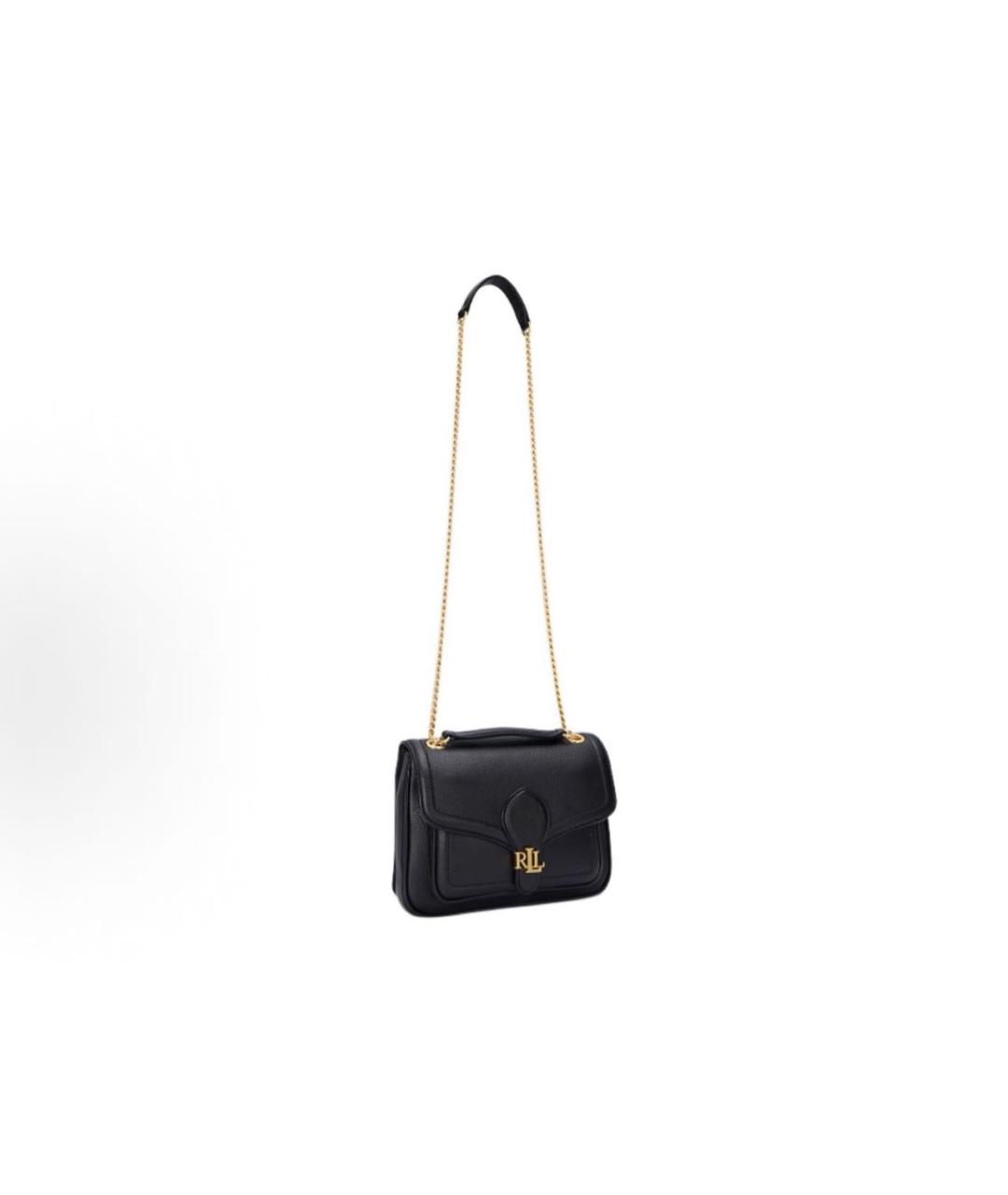 RALPH LAUREN Черная кожаная сумка через плечо, фото 2