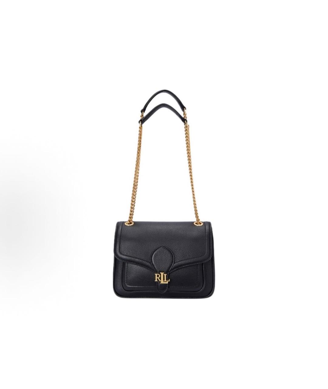 RALPH LAUREN Черная кожаная сумка через плечо, фото 5