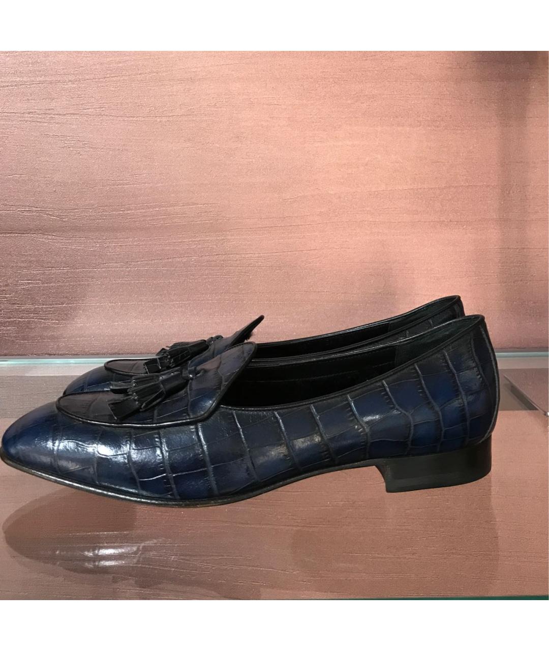 SANTONI Темно-синие кожаные лоферы, фото 4