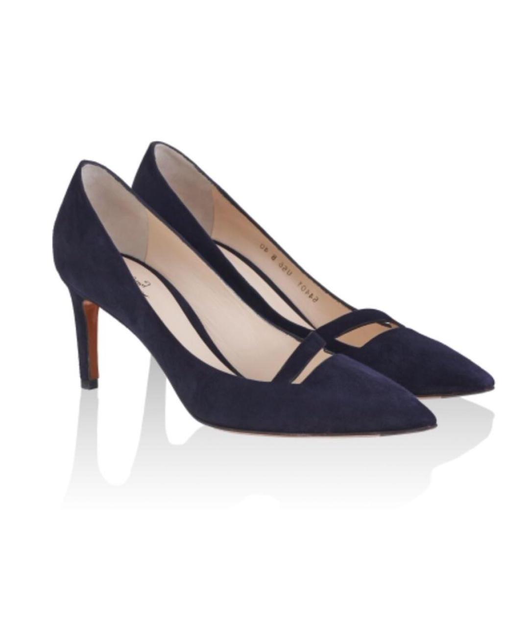 SANTONI Темно-синие замшевые туфли, фото 5