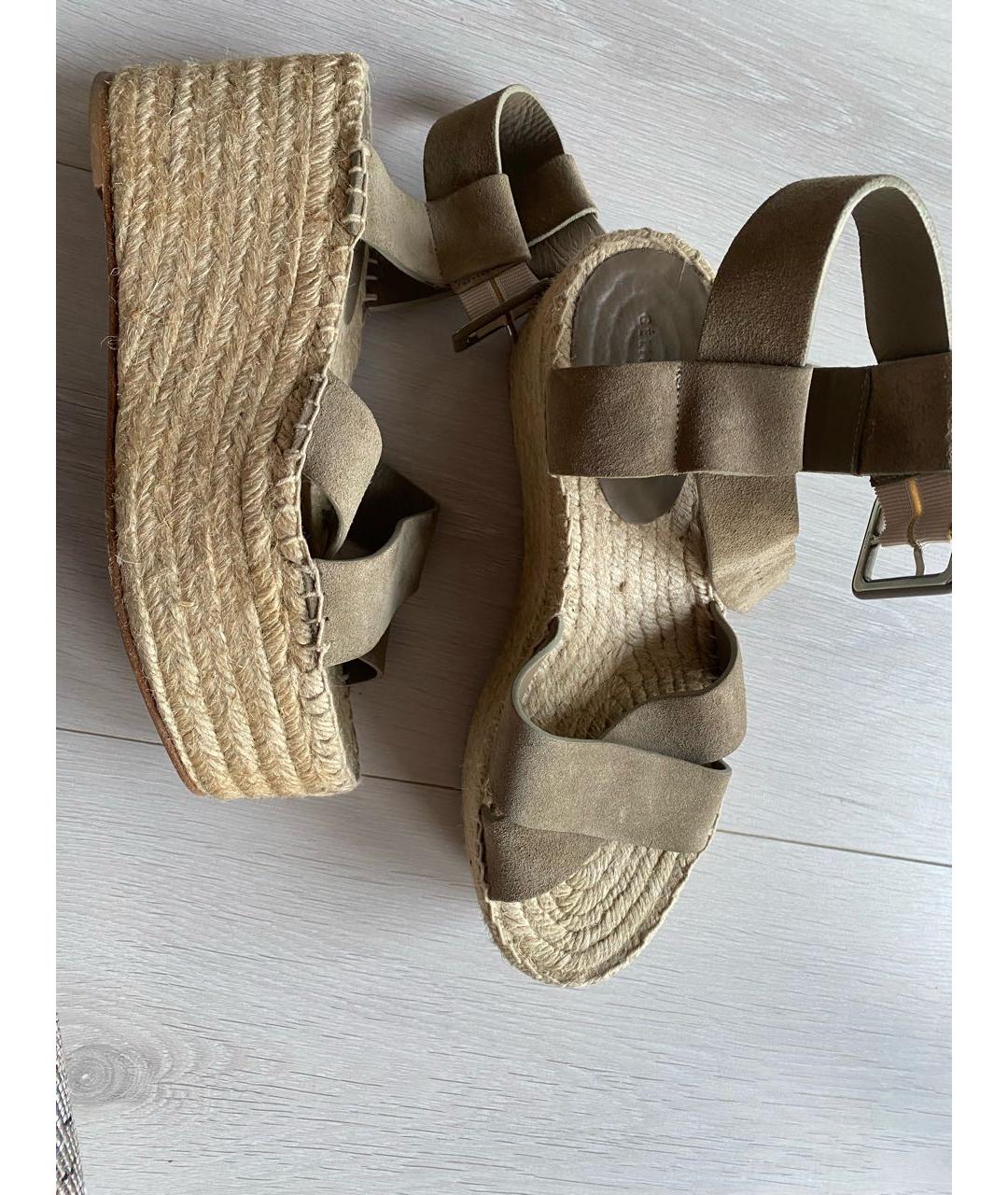 CELINE Бежевые замшевые босоножки, фото 6