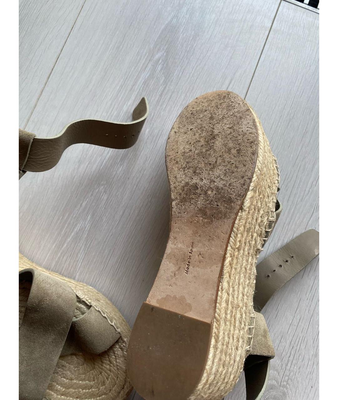 CELINE Бежевые замшевые босоножки, фото 5