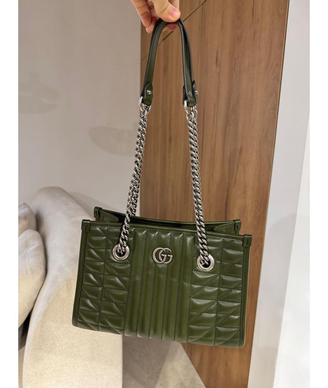 GUCCI Хаки кожаная сумка через плечо, фото 2