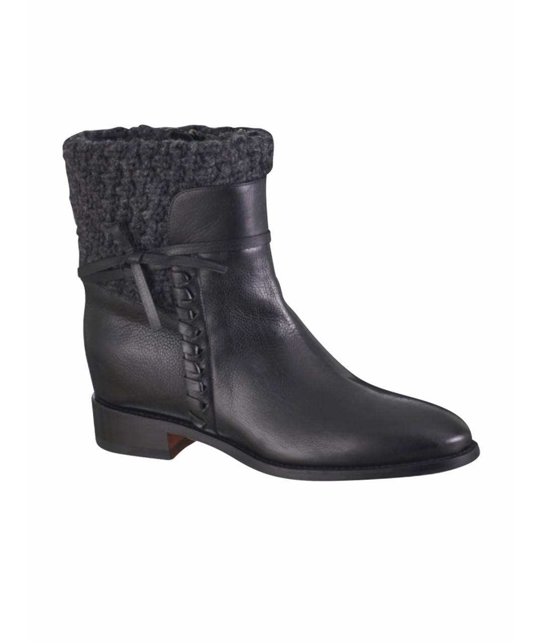 SANTONI Черные кожаные полусапоги, фото 1