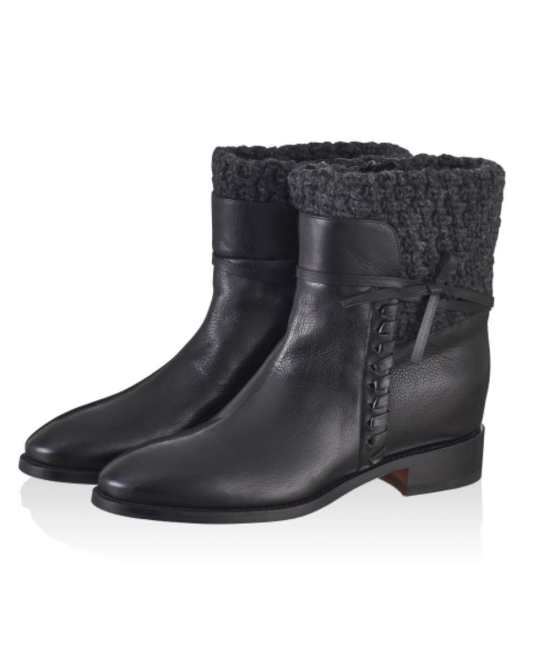 SANTONI Черные кожаные полусапоги, фото 2