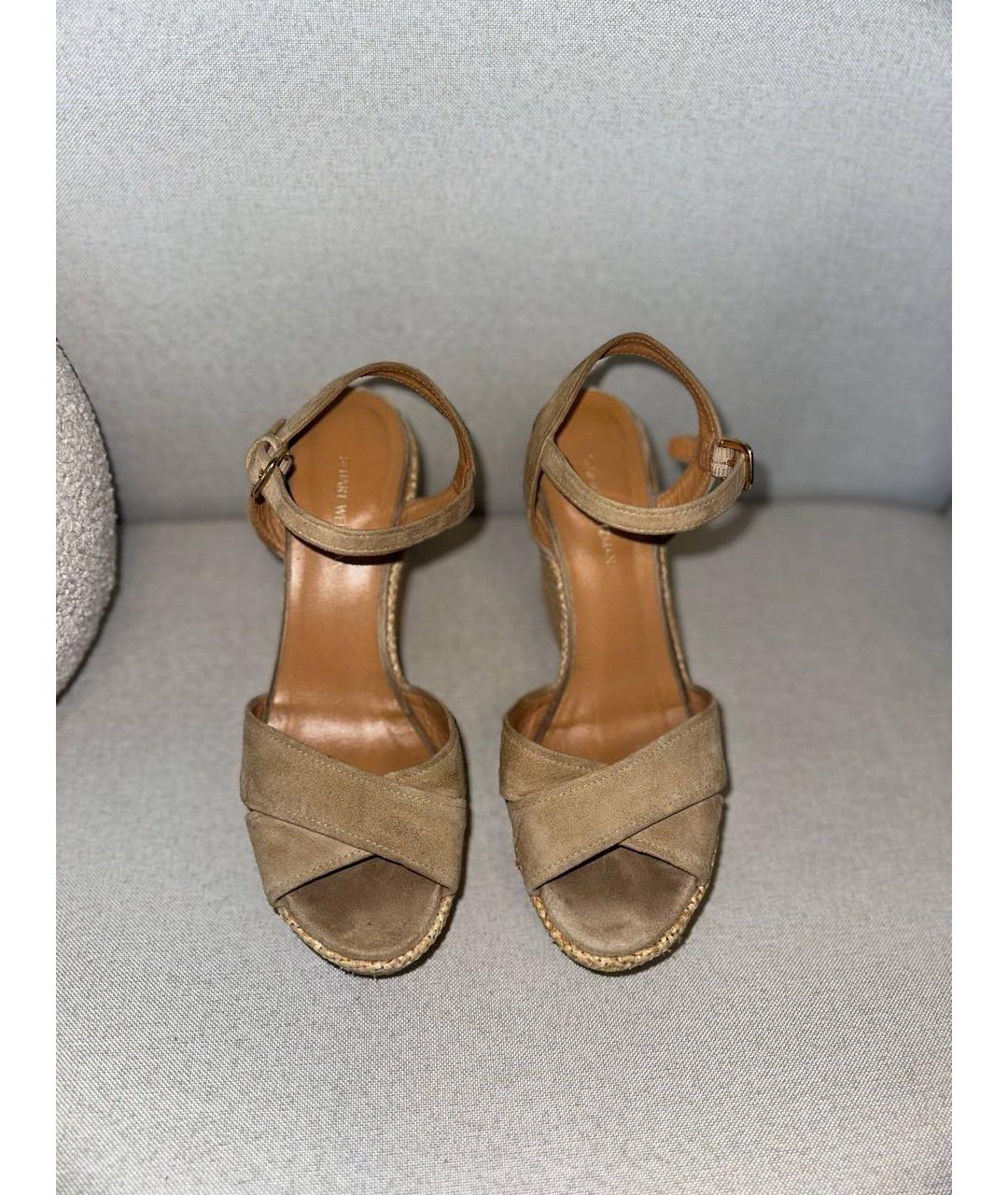 STUART WEITZMAN Бежевые замшевые босоножки, фото 2