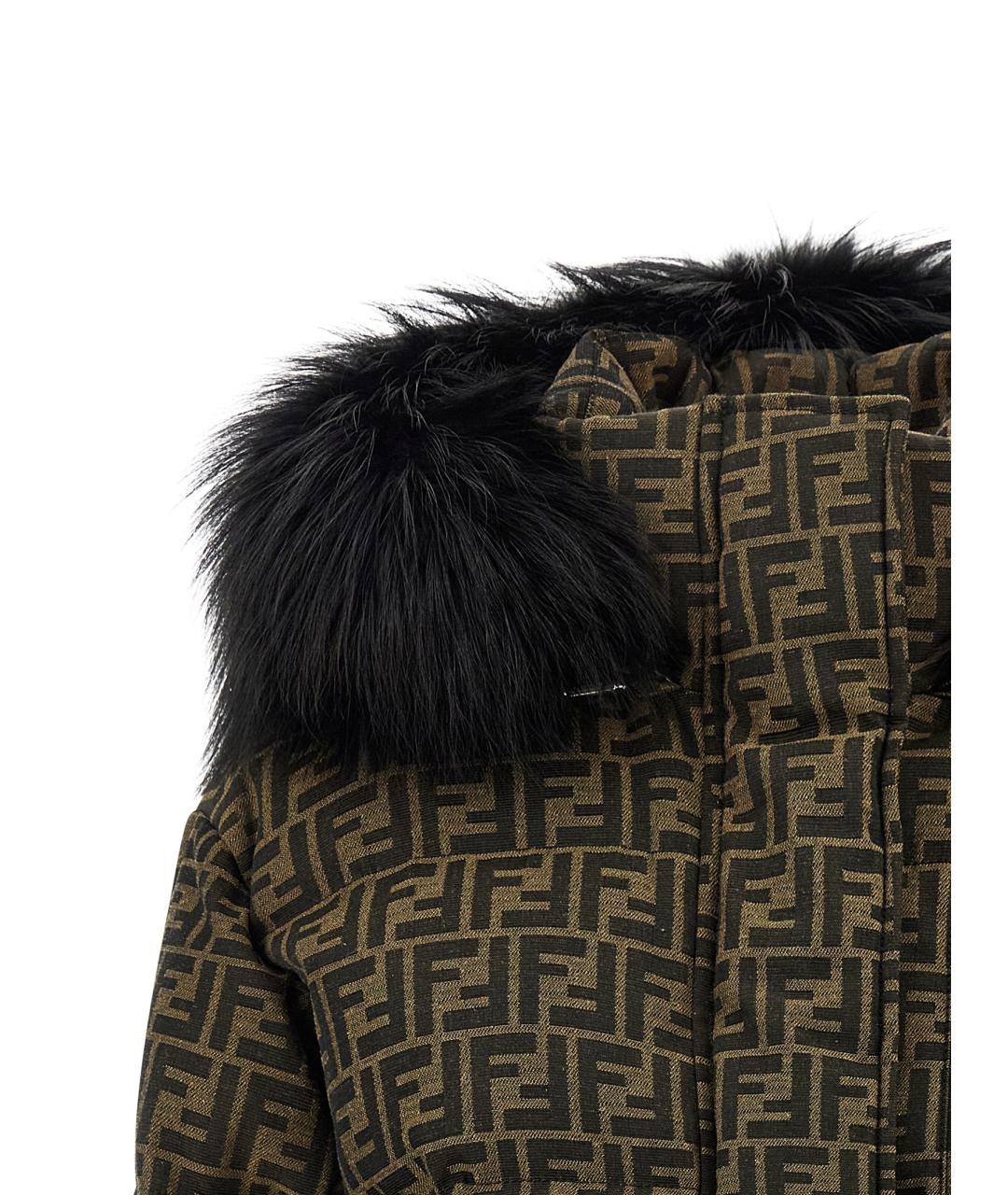 FENDI Коричневый полиэстеровый пуховик, фото 4