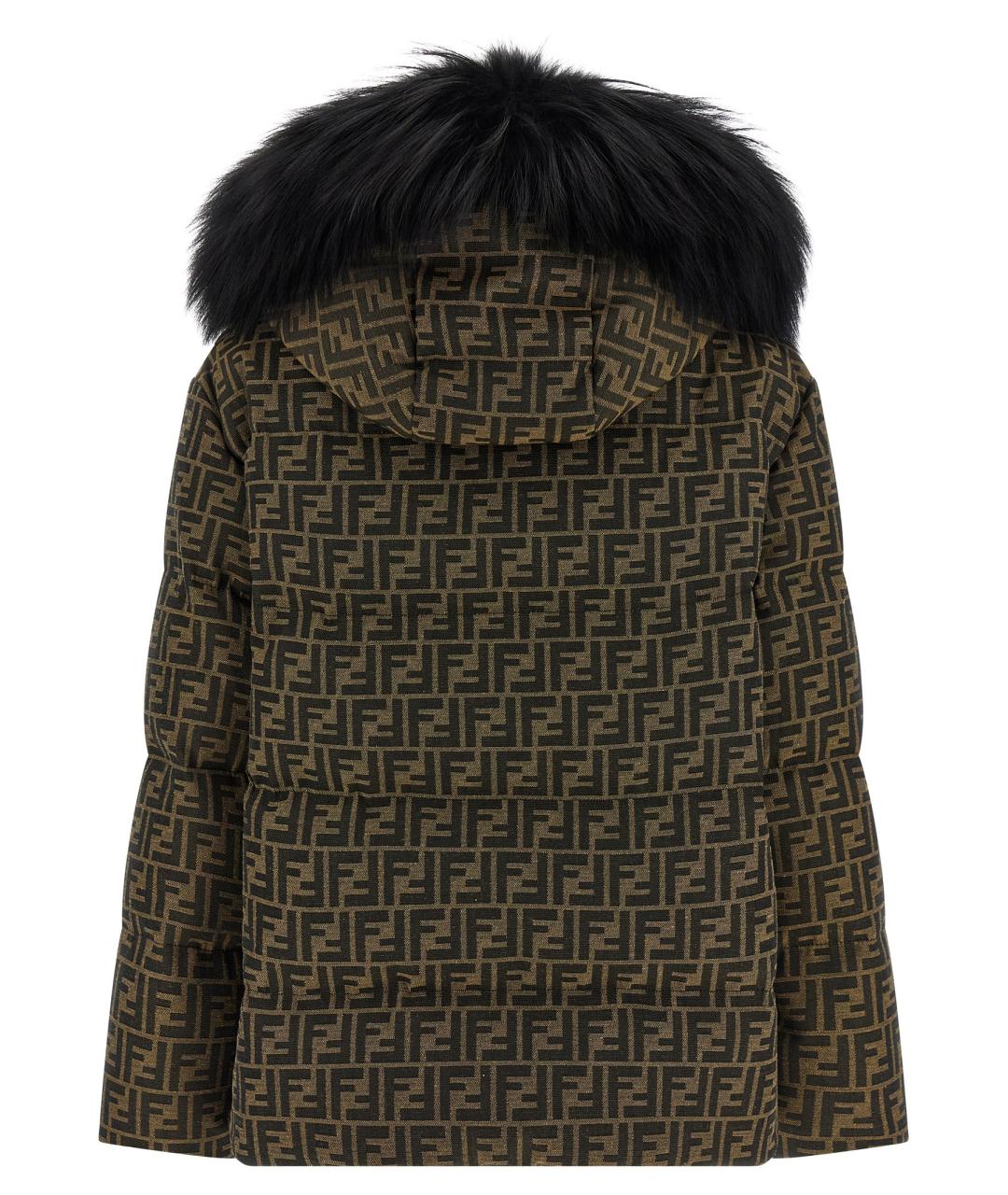 FENDI Коричневый полиэстеровый пуховик, фото 3