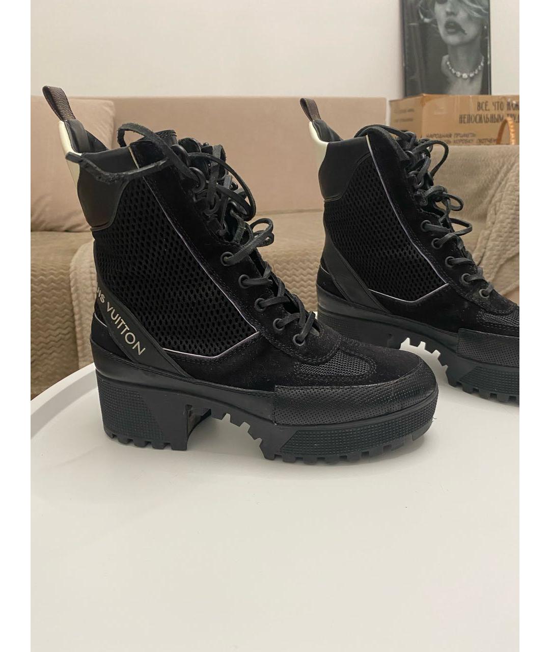 LOUIS VUITTON Черные текстильные ботинки, фото 4