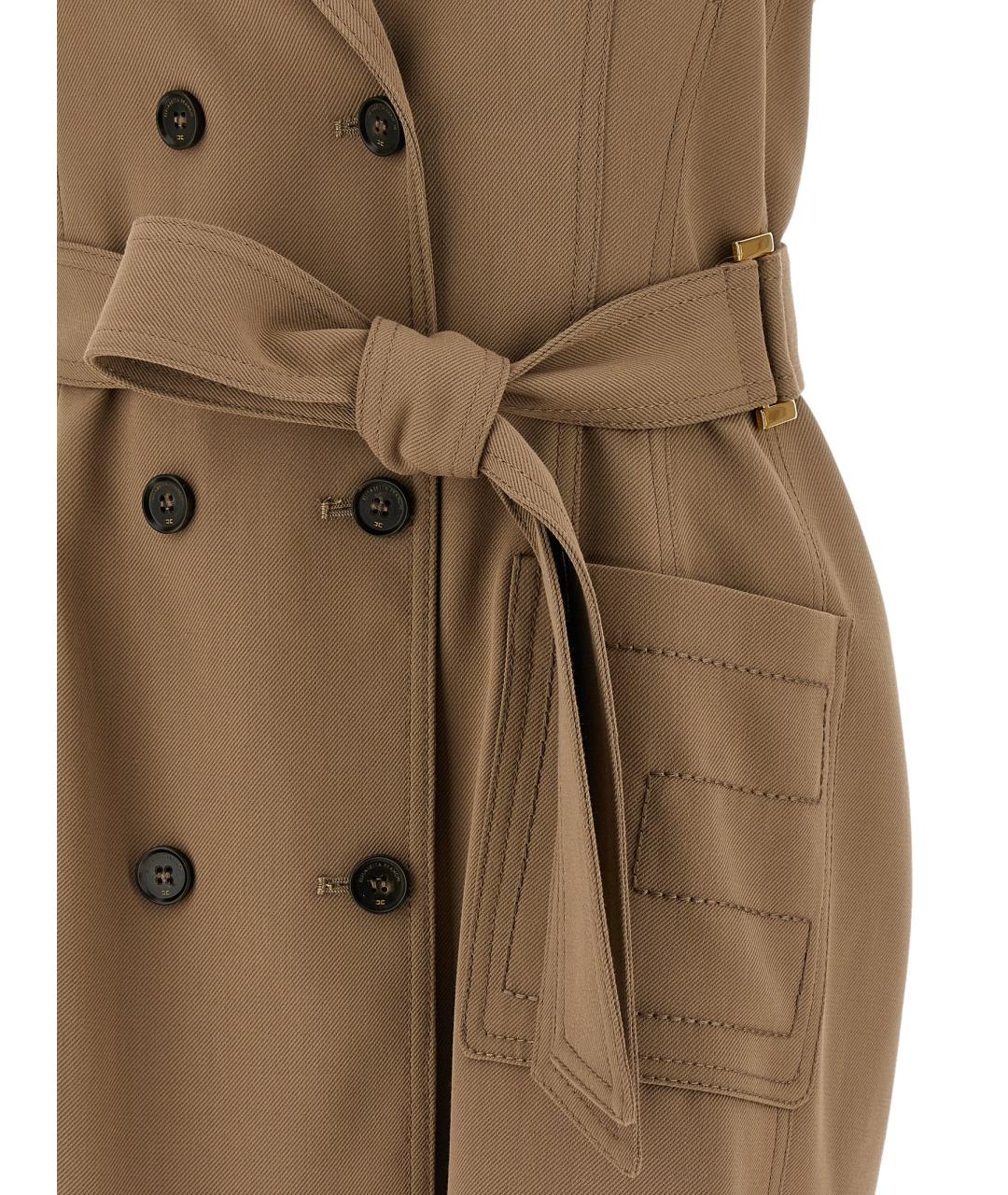 ELISABETTA FRANCHI Бежевое вискозное повседневное платье, фото 4