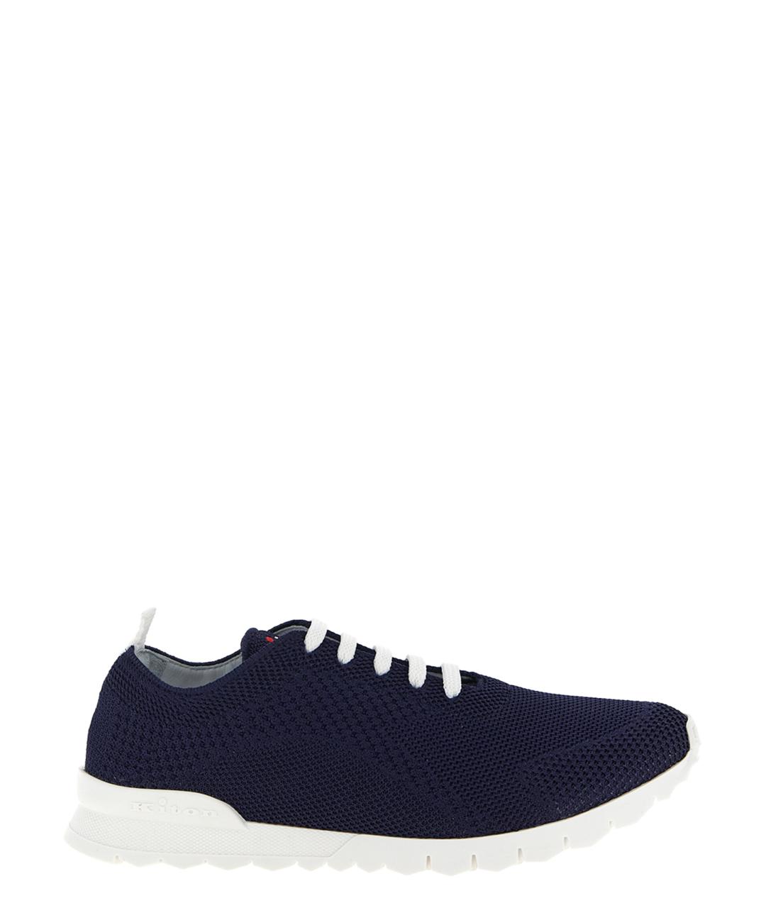 KITON Синие текстильные низкие кроссовки / кеды, фото 1