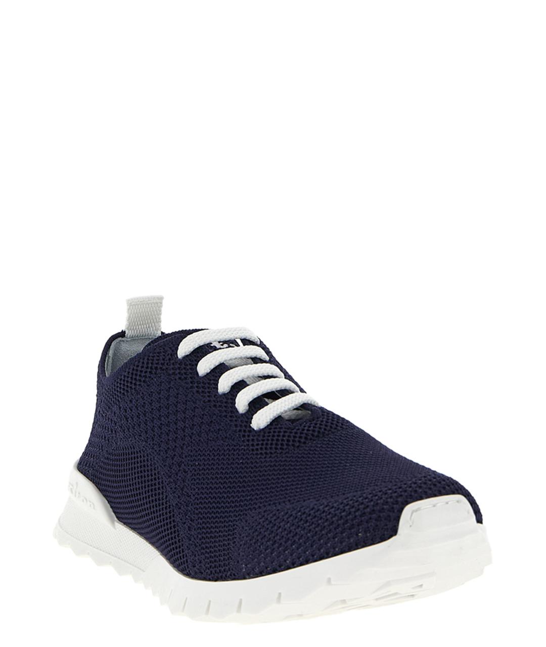 KITON Синие текстильные низкие кроссовки / кеды, фото 2