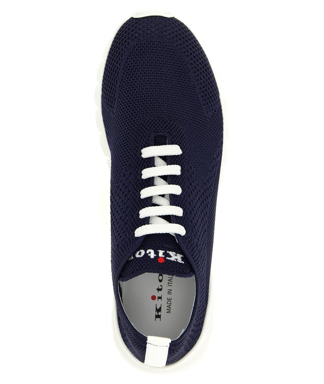 KITON Синие текстильные низкие кроссовки / кеды, фото 4