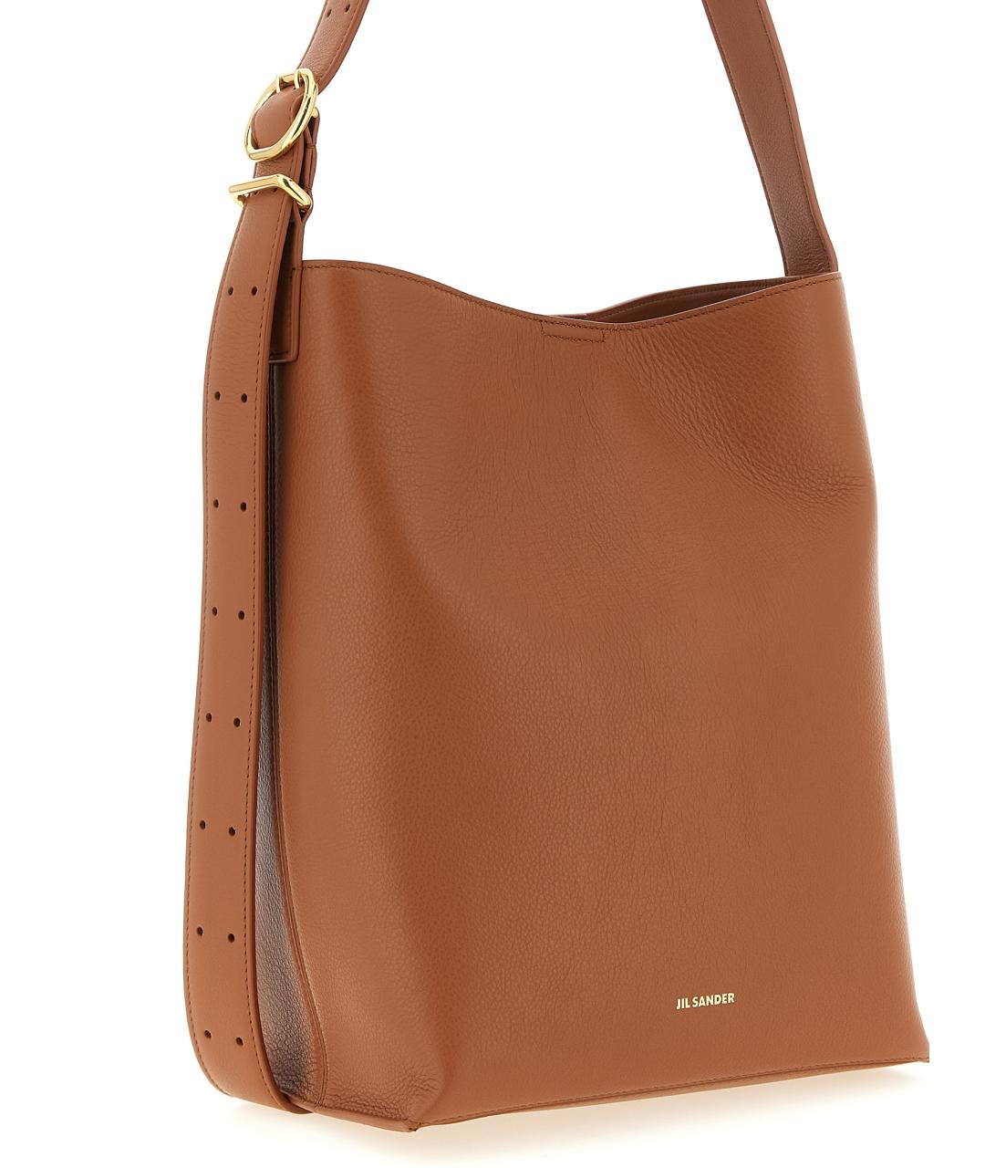 JIL SANDER Коричневая кожаная сумка через плечо, фото 3