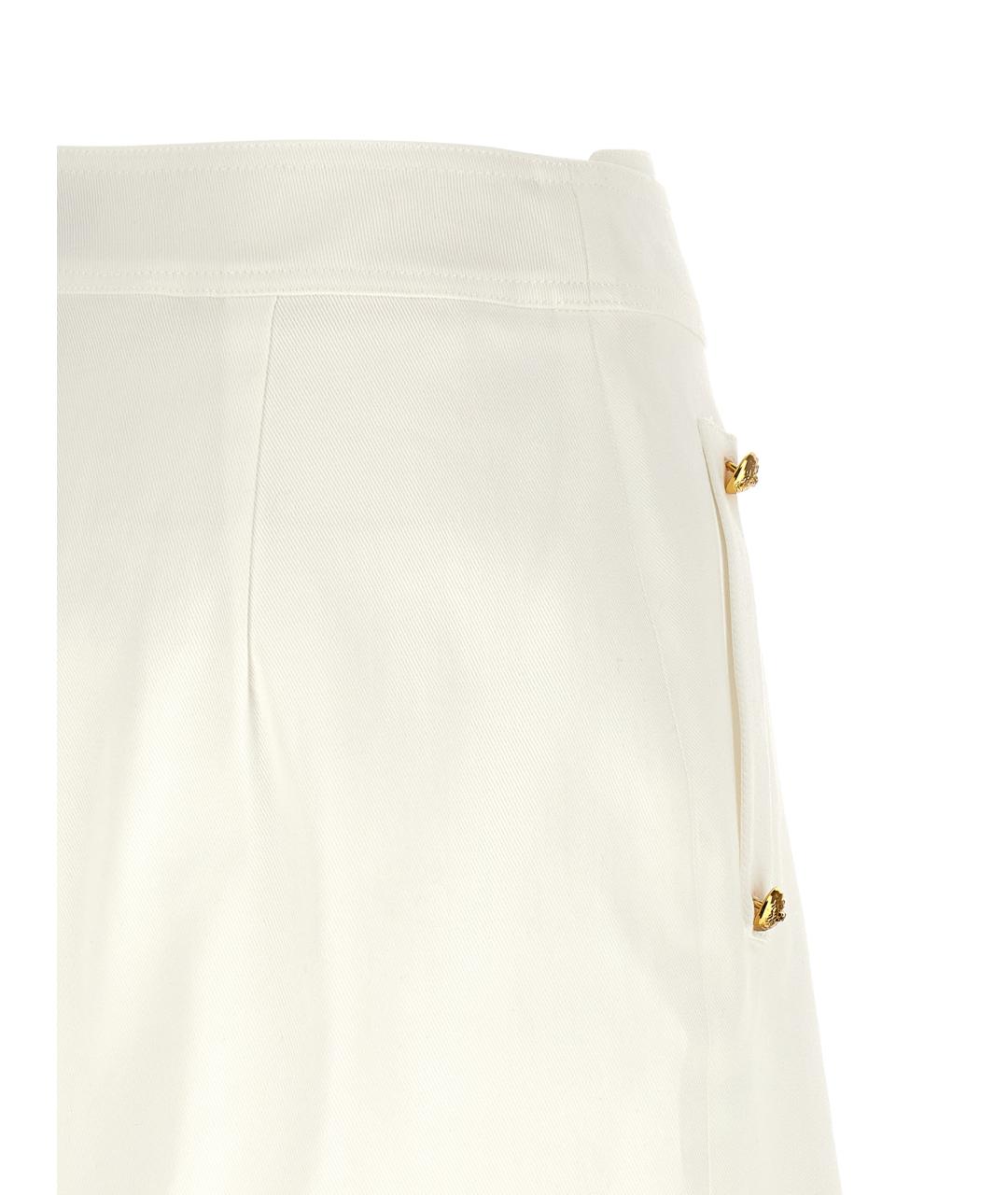 ELISABETTA FRANCHI Белая хлопковая юбка мини, фото 4