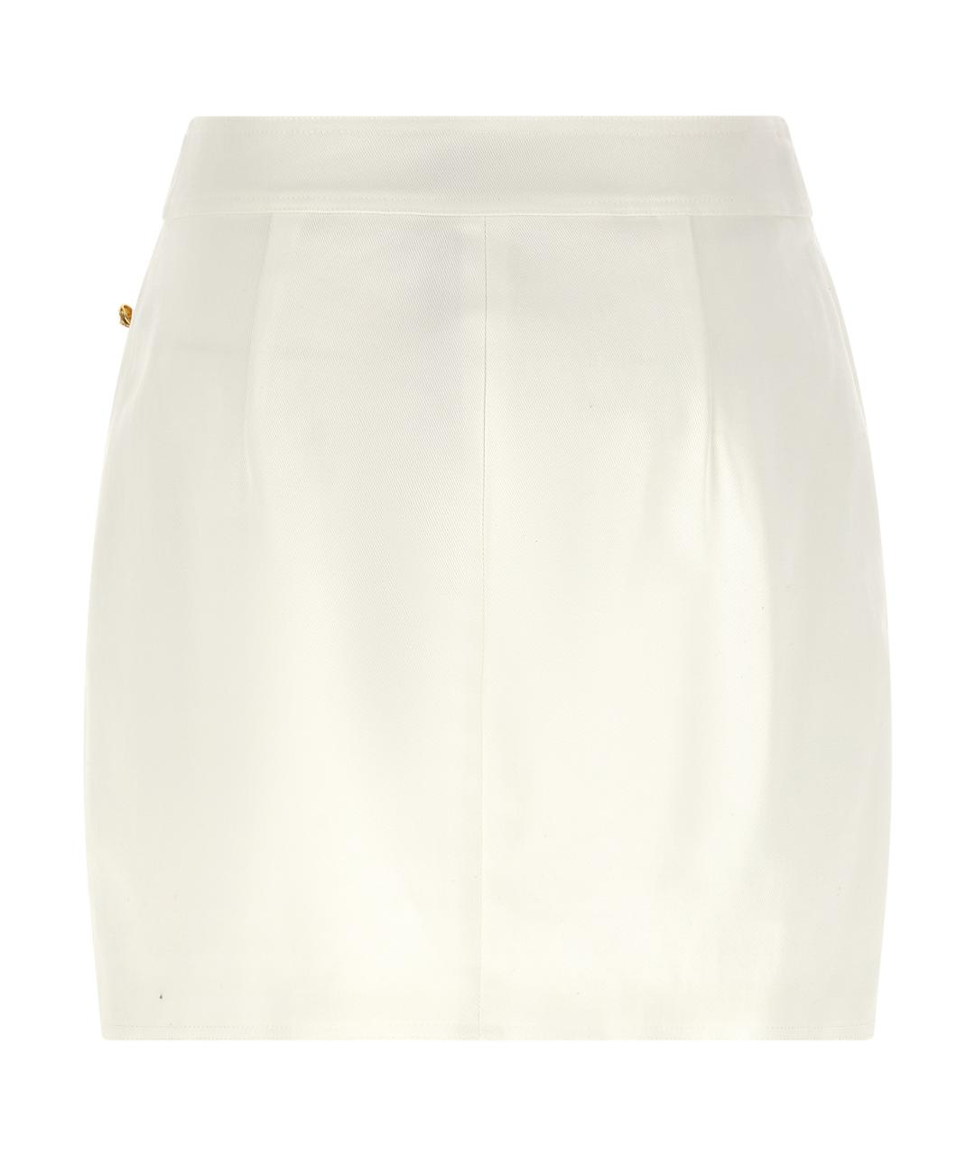 ELISABETTA FRANCHI Белая хлопковая юбка мини, фото 2