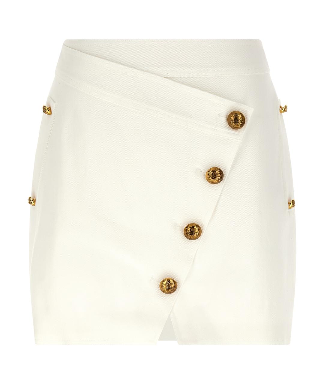ELISABETTA FRANCHI Белая хлопковая юбка мини, фото 1