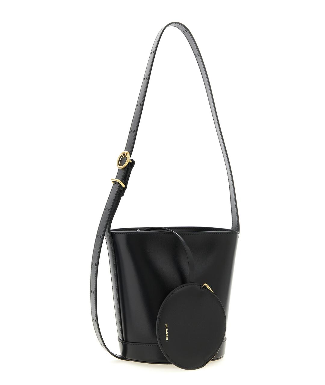 JIL SANDER Черная кожаная сумка через плечо, фото 3