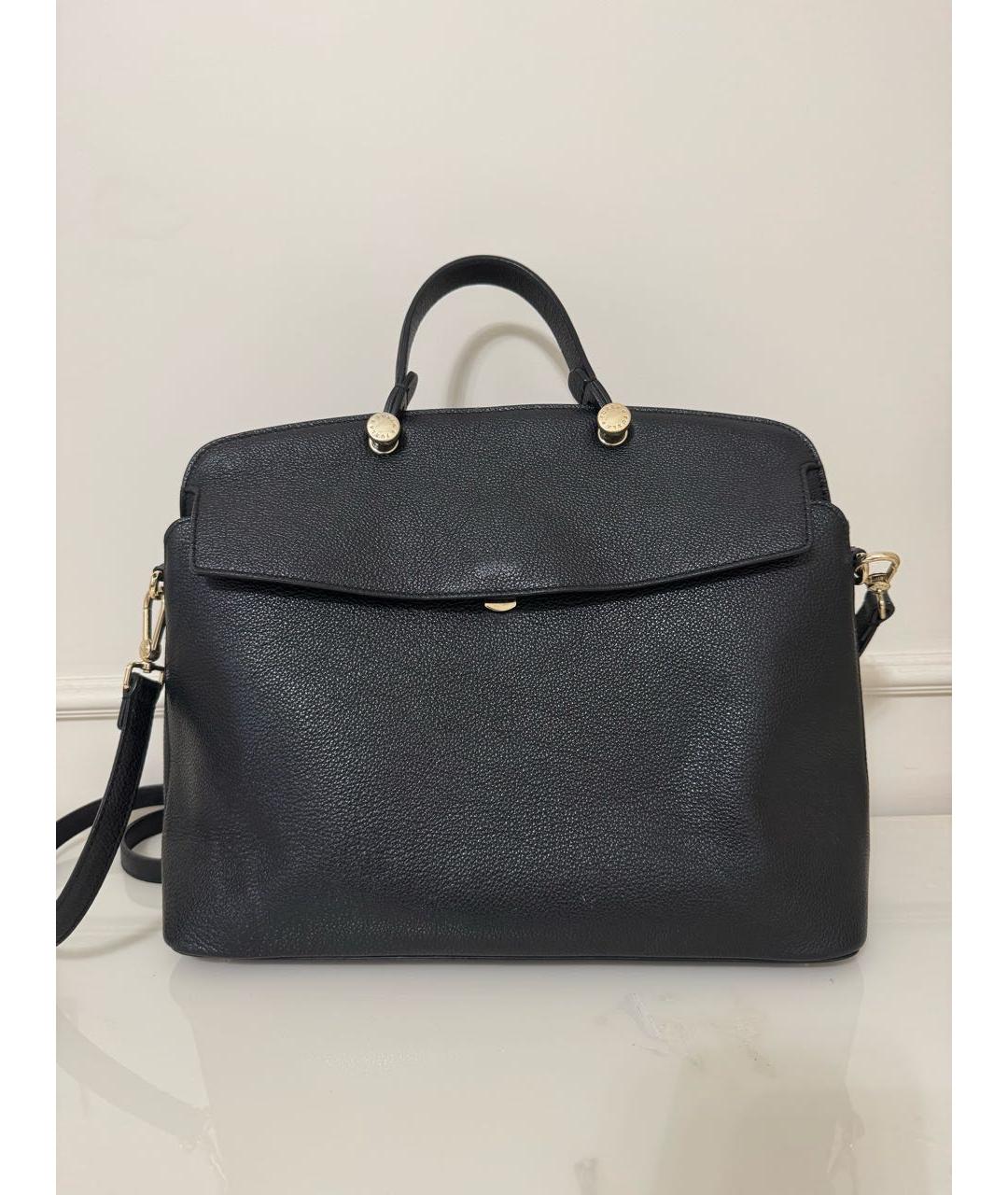 FURLA Черная кожаная сумка тоут, фото 9