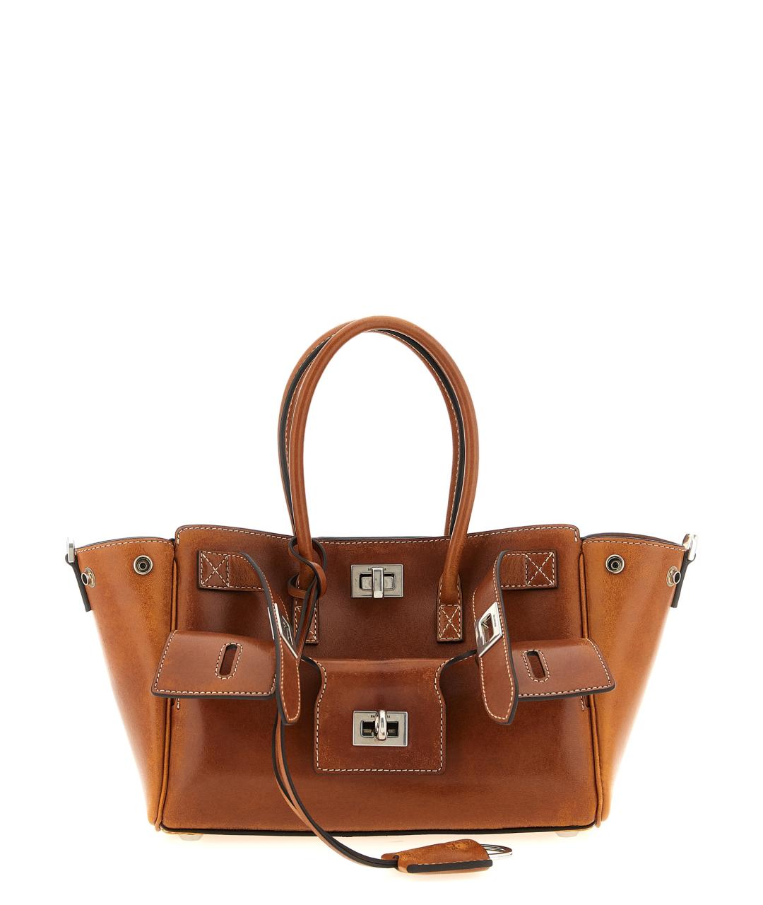 BALENCIAGA Коричневая кожаная сумка тоут, фото 1