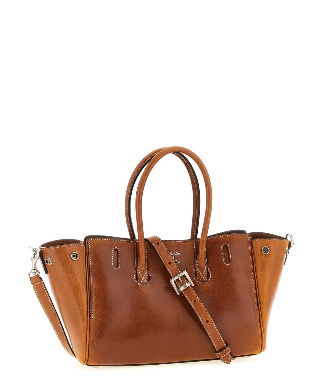 BALENCIAGA Коричневая кожаная сумка тоут, фото 2