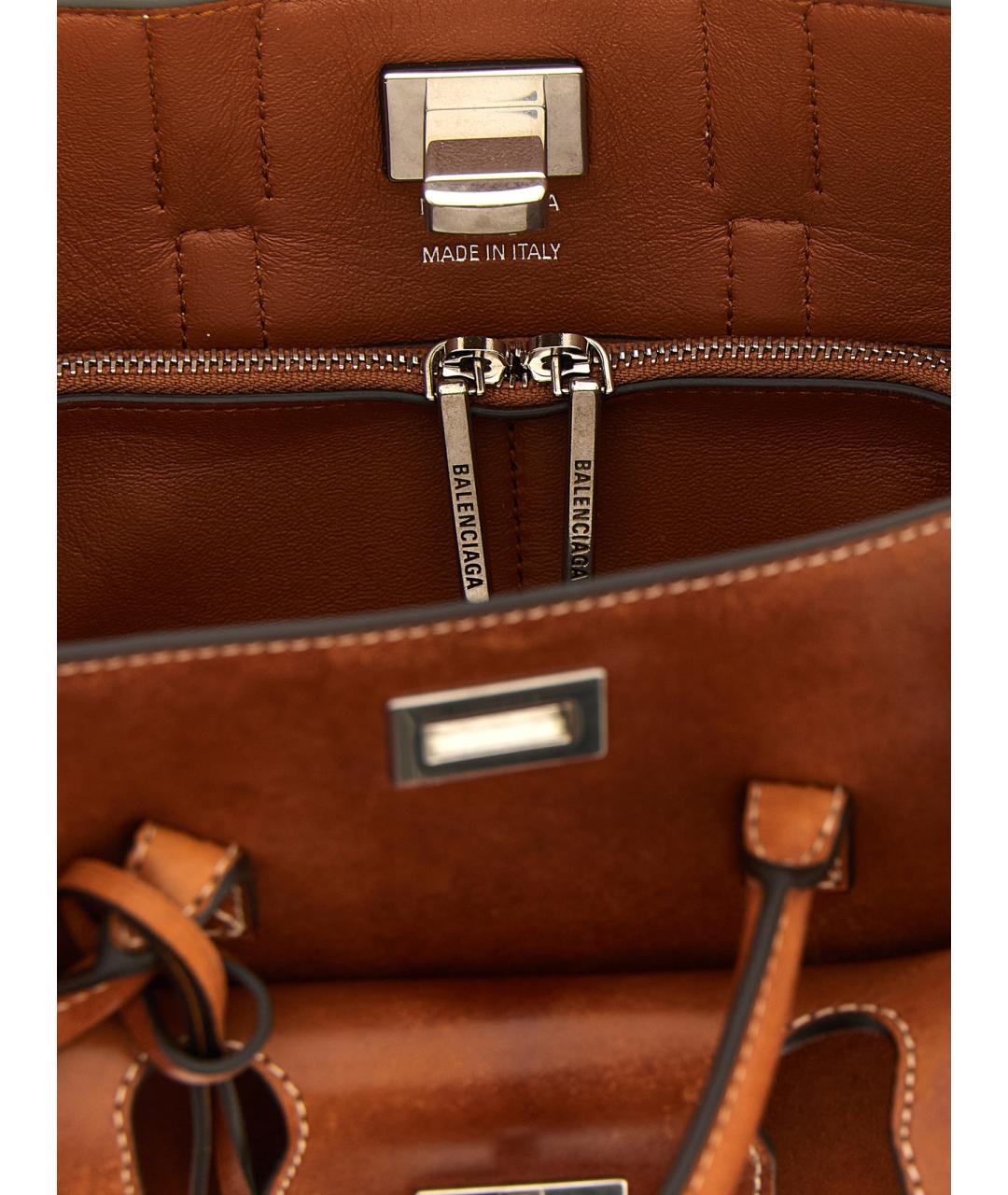 BALENCIAGA Коричневая кожаная сумка тоут, фото 4