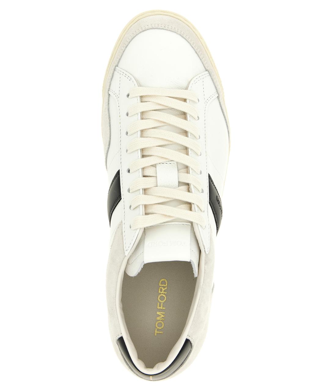 TOM FORD Белые кожаные низкие кроссовки / кеды, фото 4