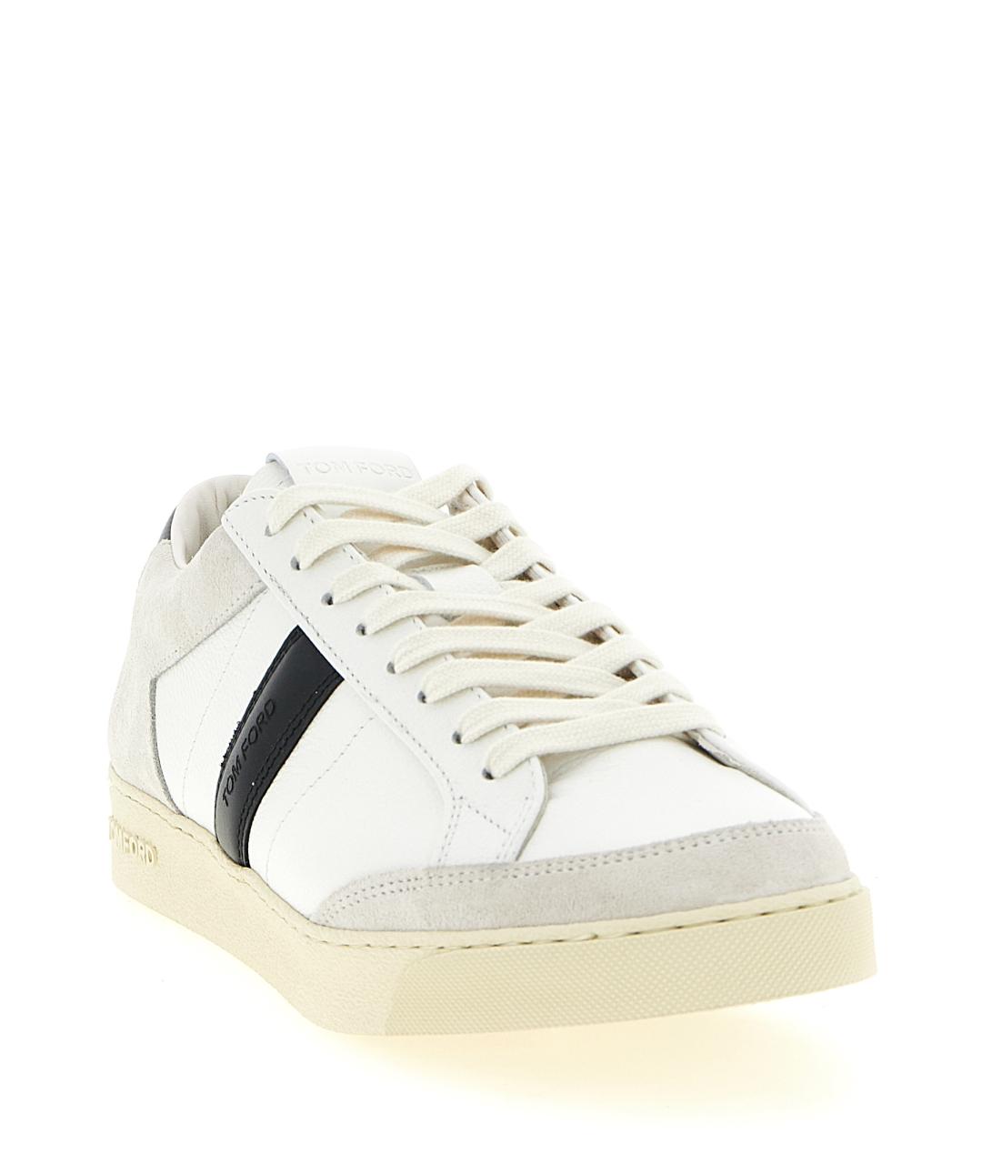 TOM FORD Белые кожаные низкие кроссовки / кеды, фото 2