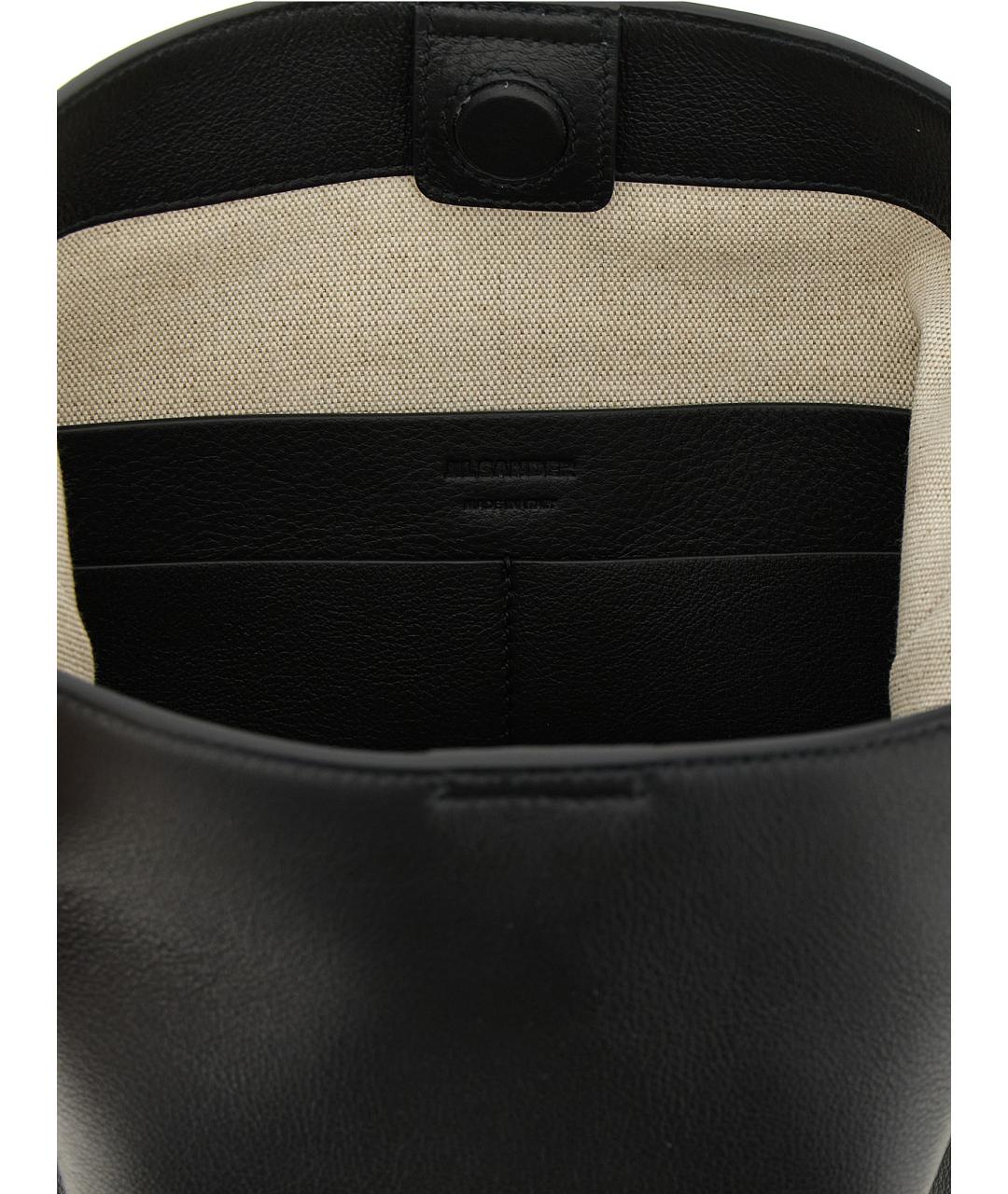 JIL SANDER Черная кожаная сумка через плечо, фото 4