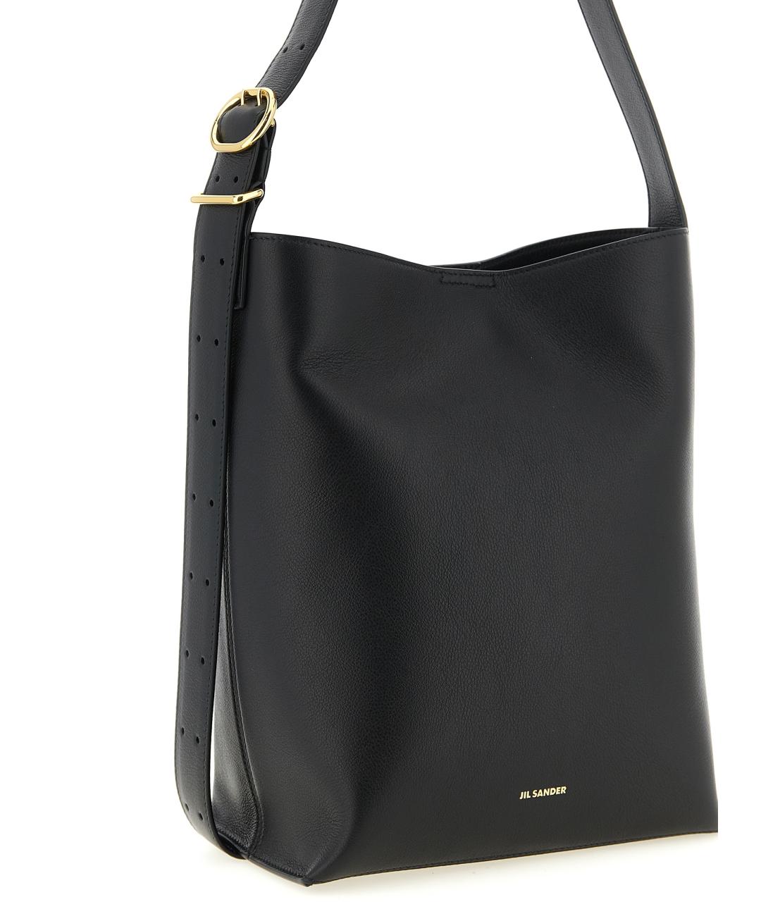 JIL SANDER Черная кожаная сумка через плечо, фото 3