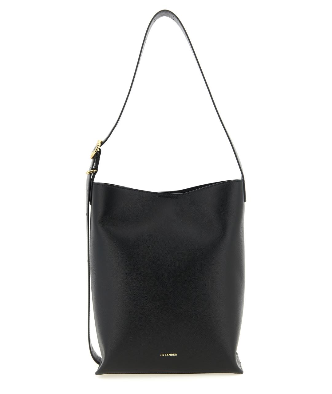 JIL SANDER Черная кожаная сумка через плечо, фото 1