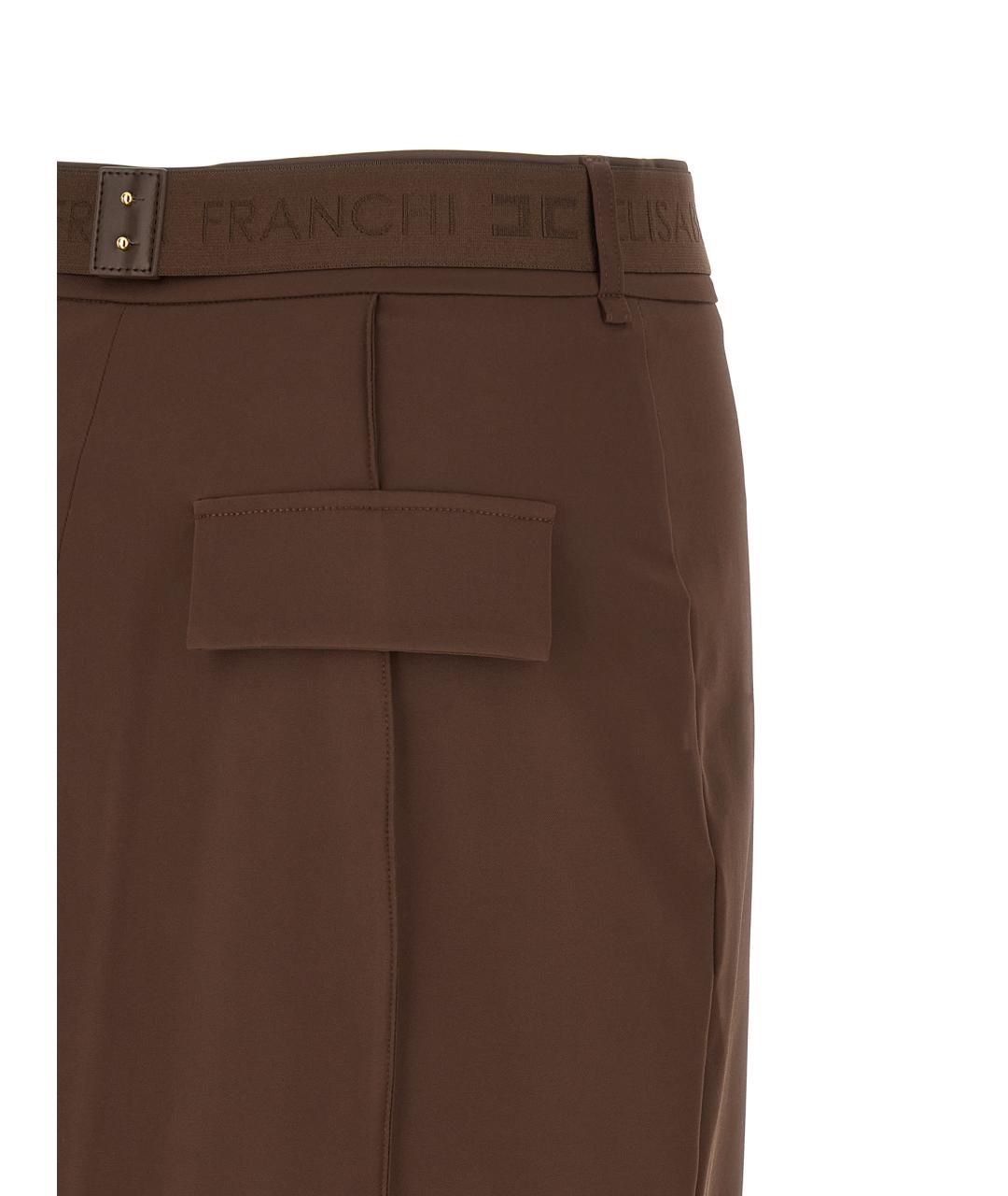 ELISABETTA FRANCHI Коричневая полиамидовая юбка миди, фото 4