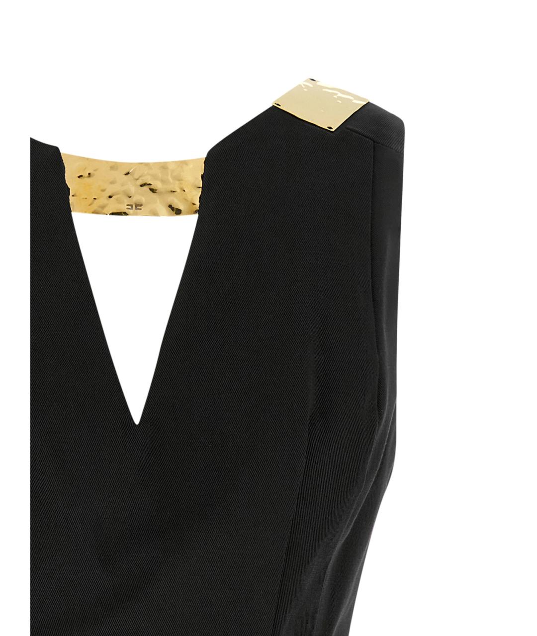ELISABETTA FRANCHI Черное хлопковое вечернее платье, фото 3