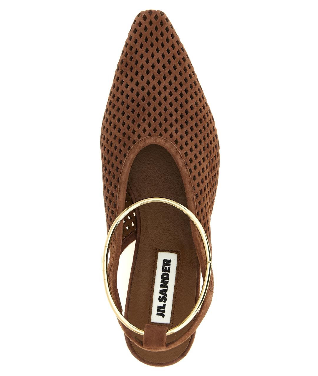 JIL SANDER Коричневые кожаные балетки, фото 4