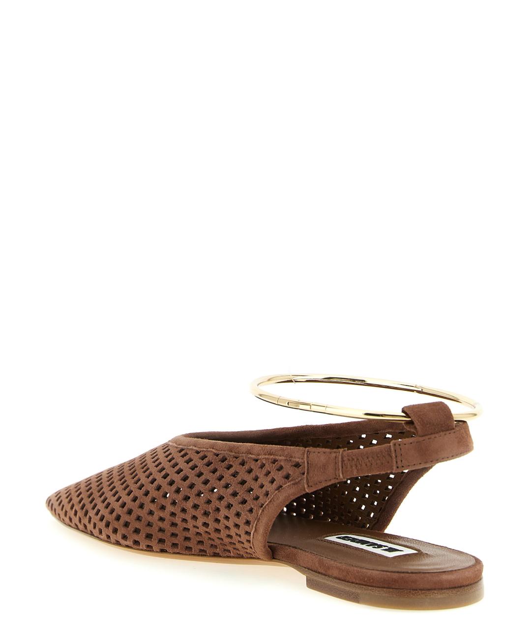 JIL SANDER Коричневые кожаные балетки, фото 3