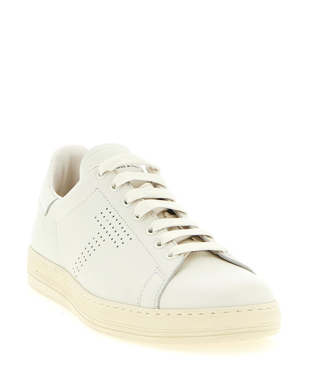 TOM FORD Белые кожаные низкие кроссовки / кеды, фото 2