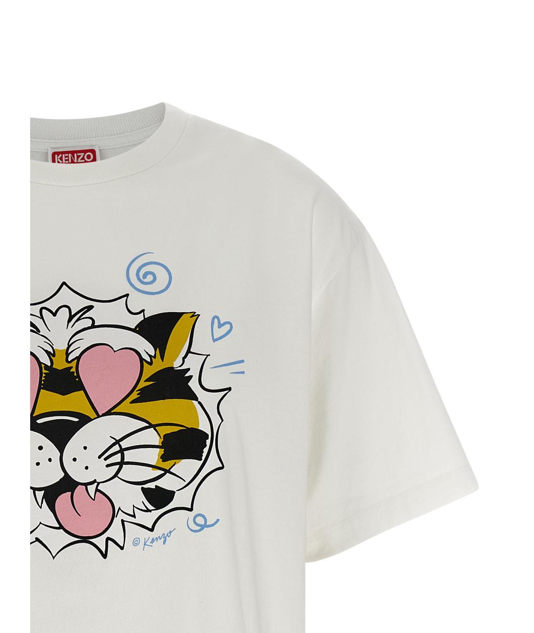 KENZO Белая хлопковая футболка, фото 3