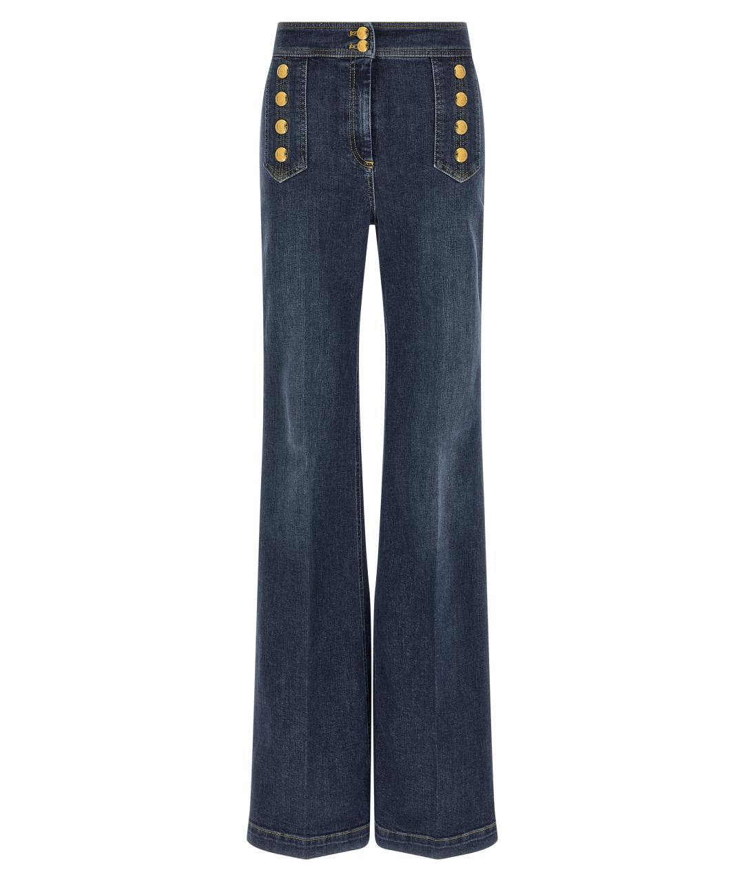 ELISABETTA FRANCHI Синие хлопковые прямые джинсы, фото 1