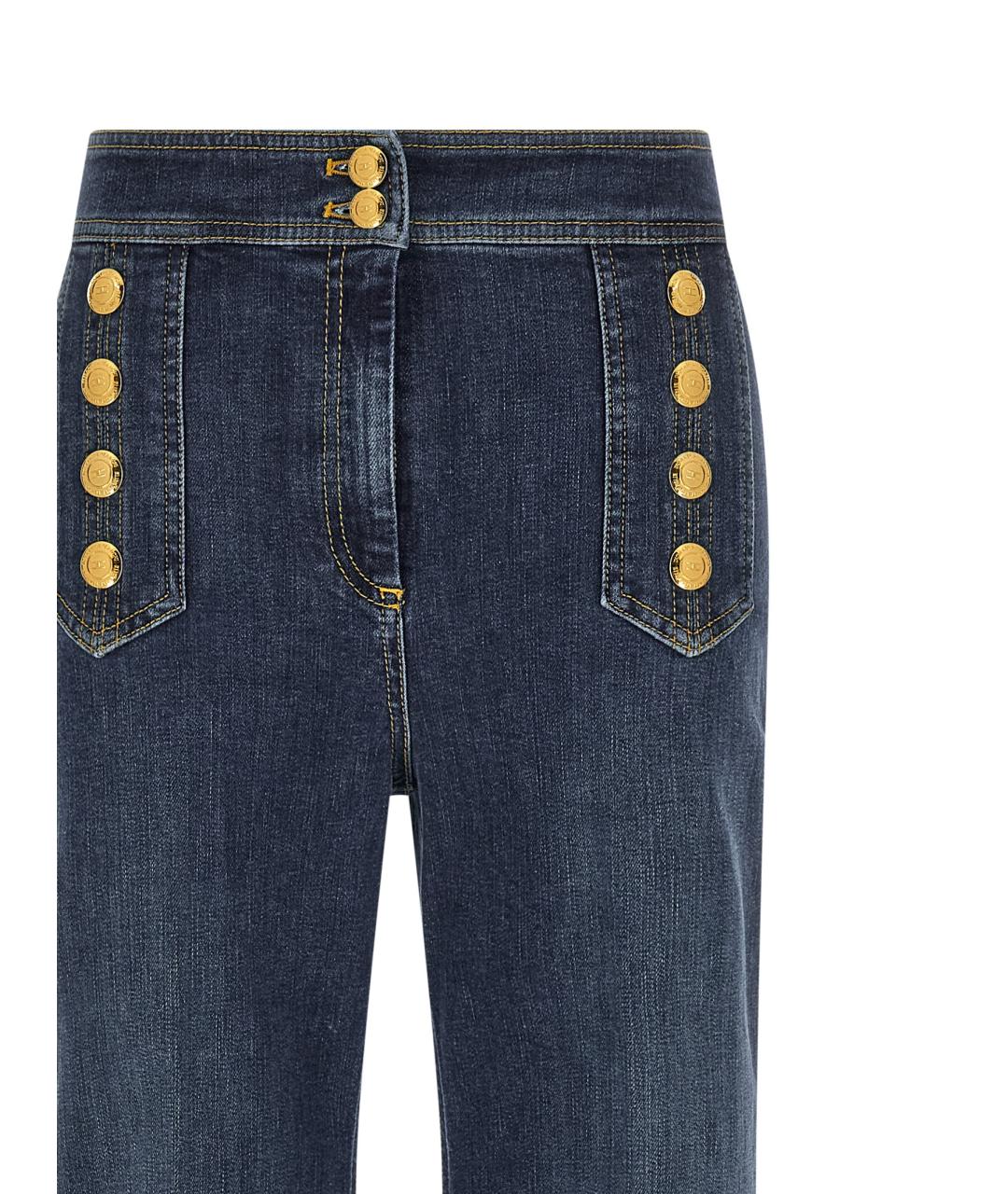 ELISABETTA FRANCHI Синие хлопковые прямые джинсы, фото 3