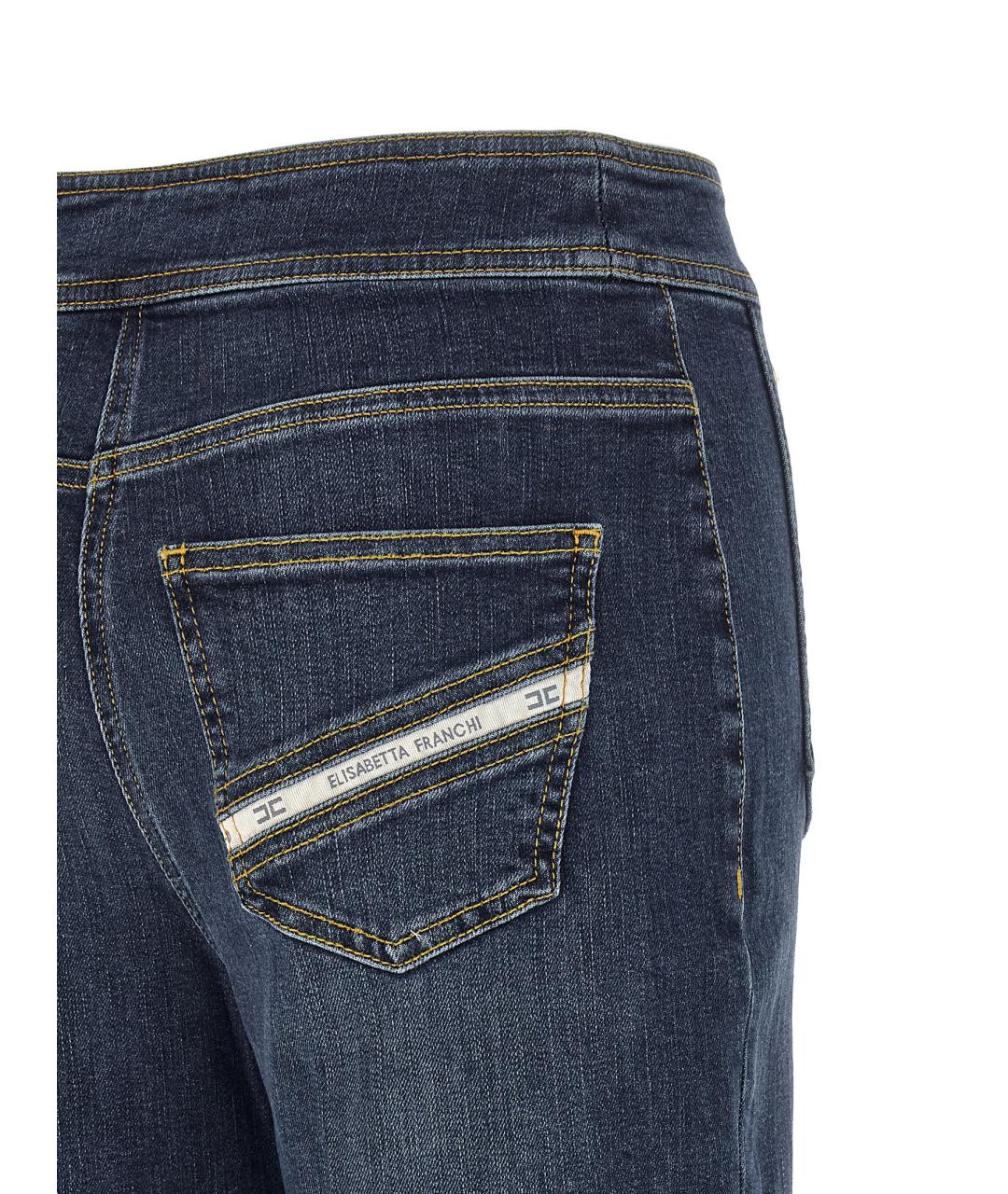 ELISABETTA FRANCHI Синие хлопковые прямые джинсы, фото 4