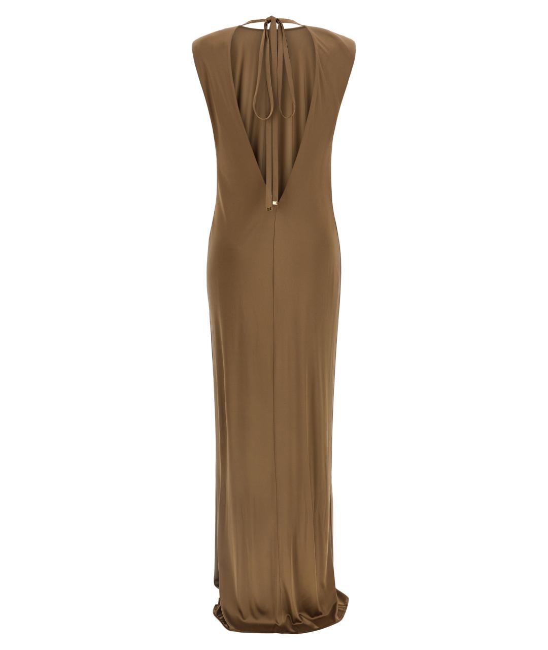 ELISABETTA FRANCHI Бежевое вискозное повседневное платье, фото 2