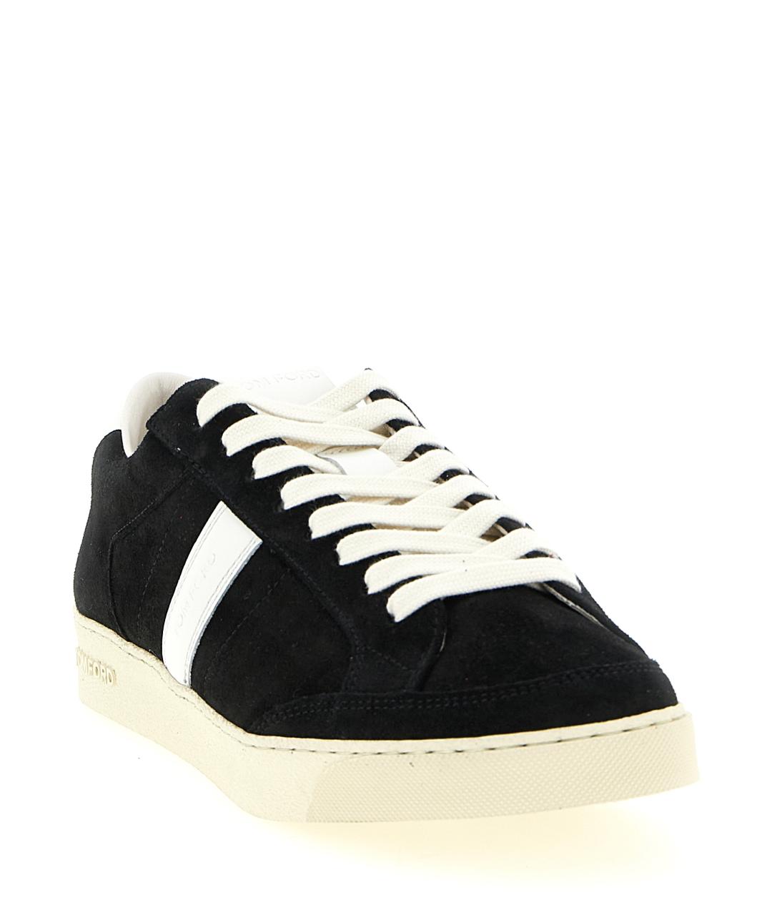 TOM FORD Черные кожаные низкие кроссовки / кеды, фото 2