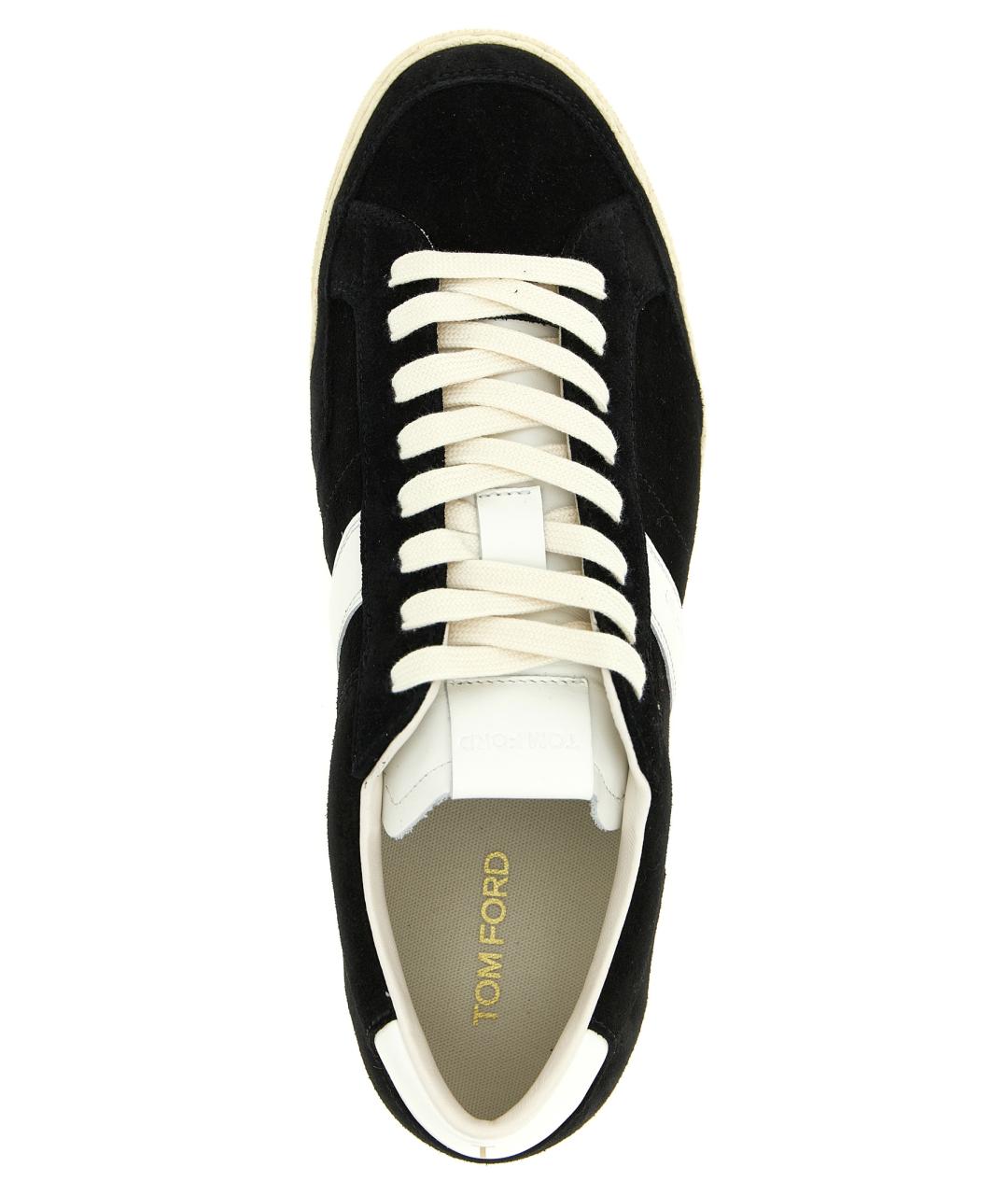 TOM FORD Черные кожаные низкие кроссовки / кеды, фото 4