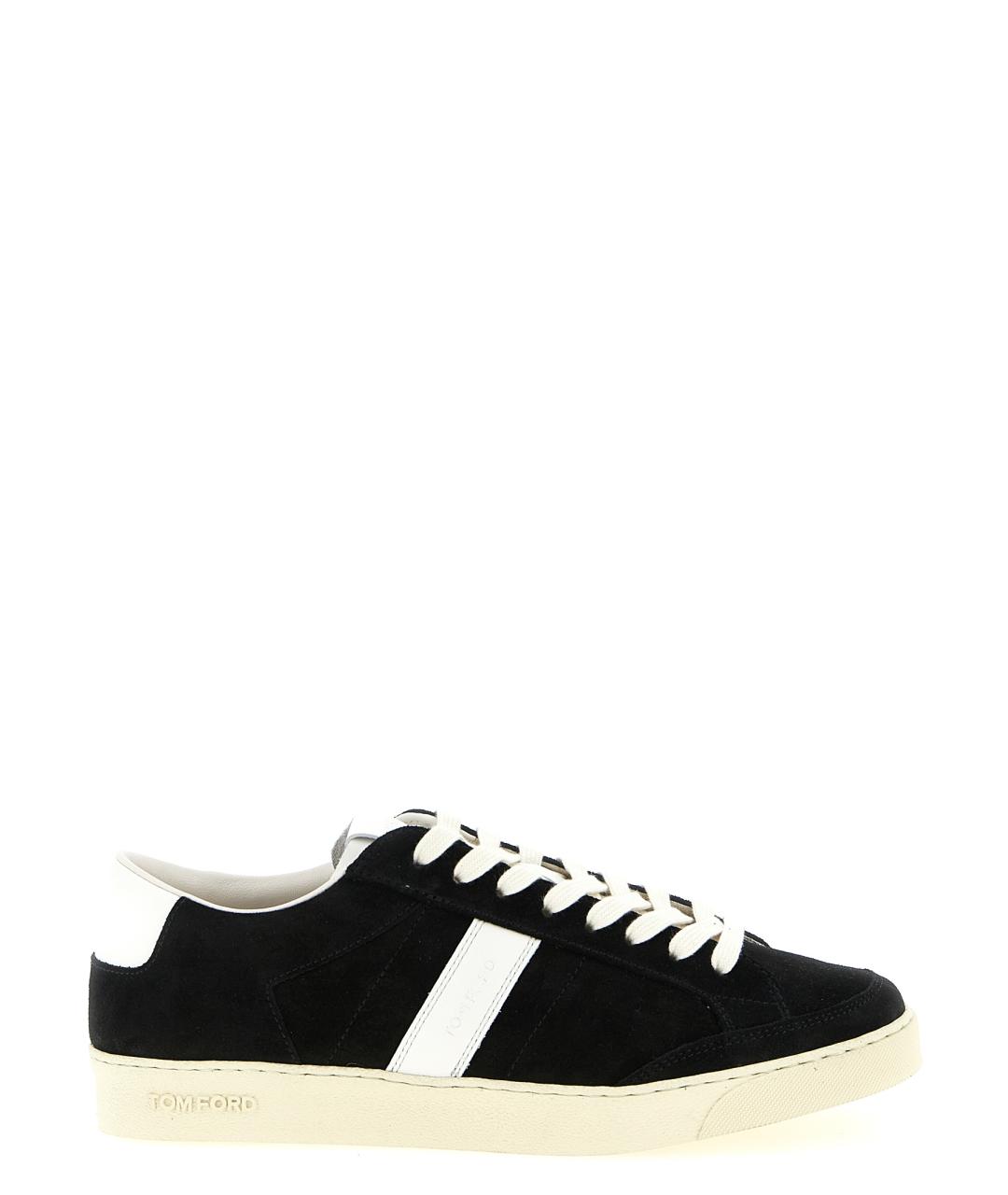 TOM FORD Черные кожаные низкие кроссовки / кеды, фото 1