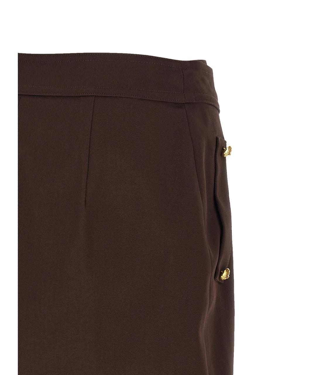 ELISABETTA FRANCHI Коричневая хлопковая юбка мини, фото 4