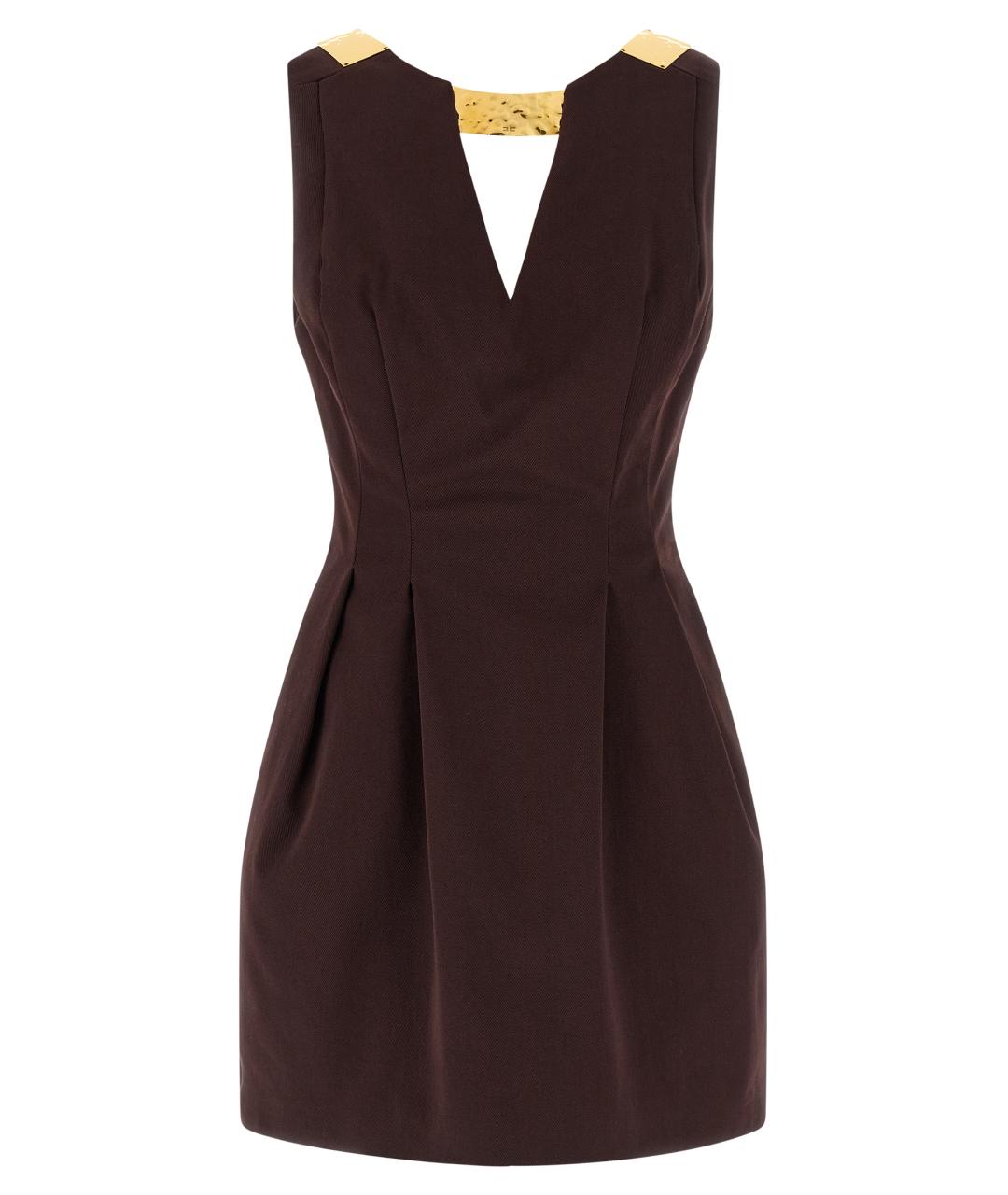 ELISABETTA FRANCHI Коричневое хлопковое вечернее платье, фото 1