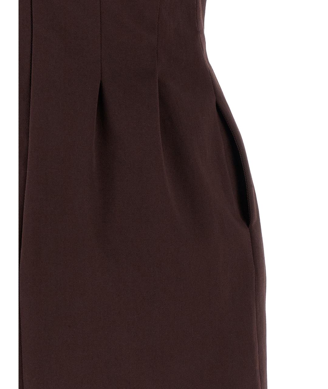 ELISABETTA FRANCHI Коричневое хлопковое вечернее платье, фото 4