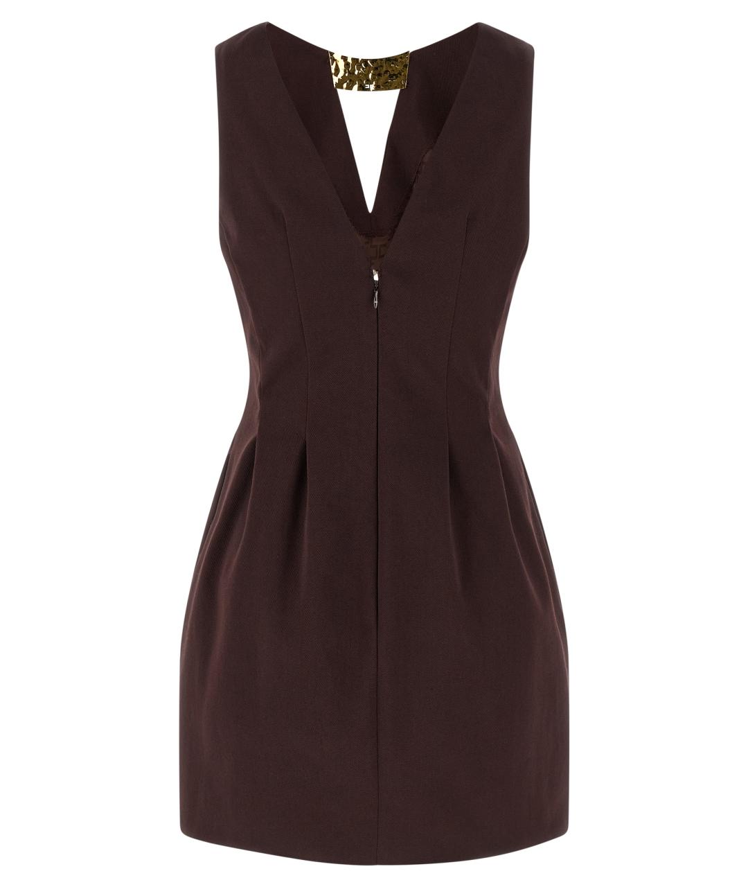 ELISABETTA FRANCHI Коричневое хлопковое вечернее платье, фото 2