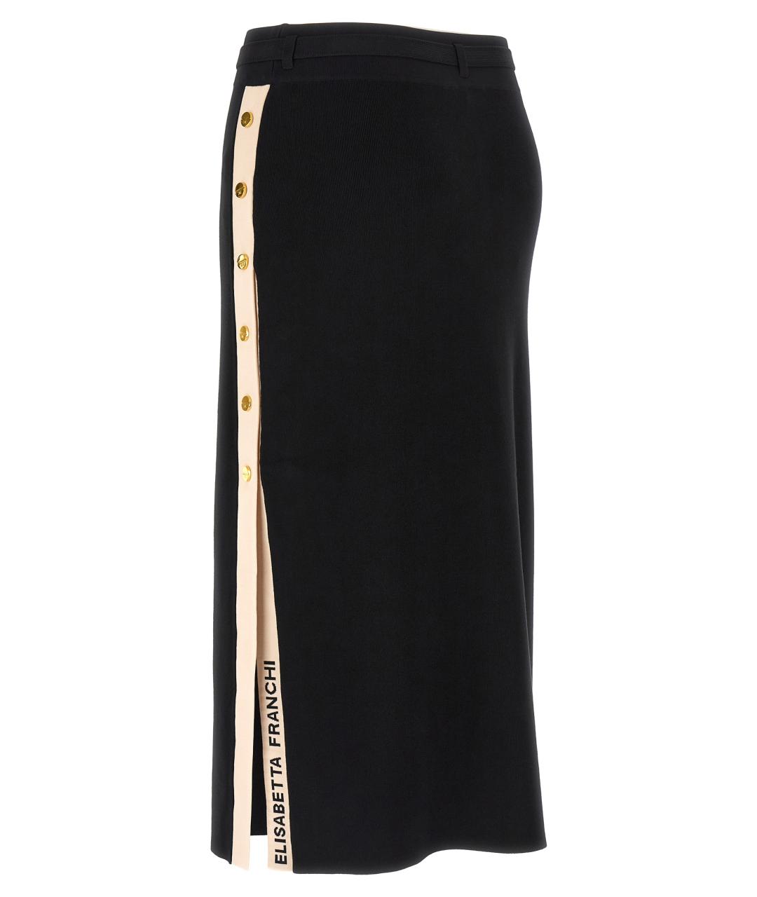ELISABETTA FRANCHI Черная вискозная юбка миди, фото 3
